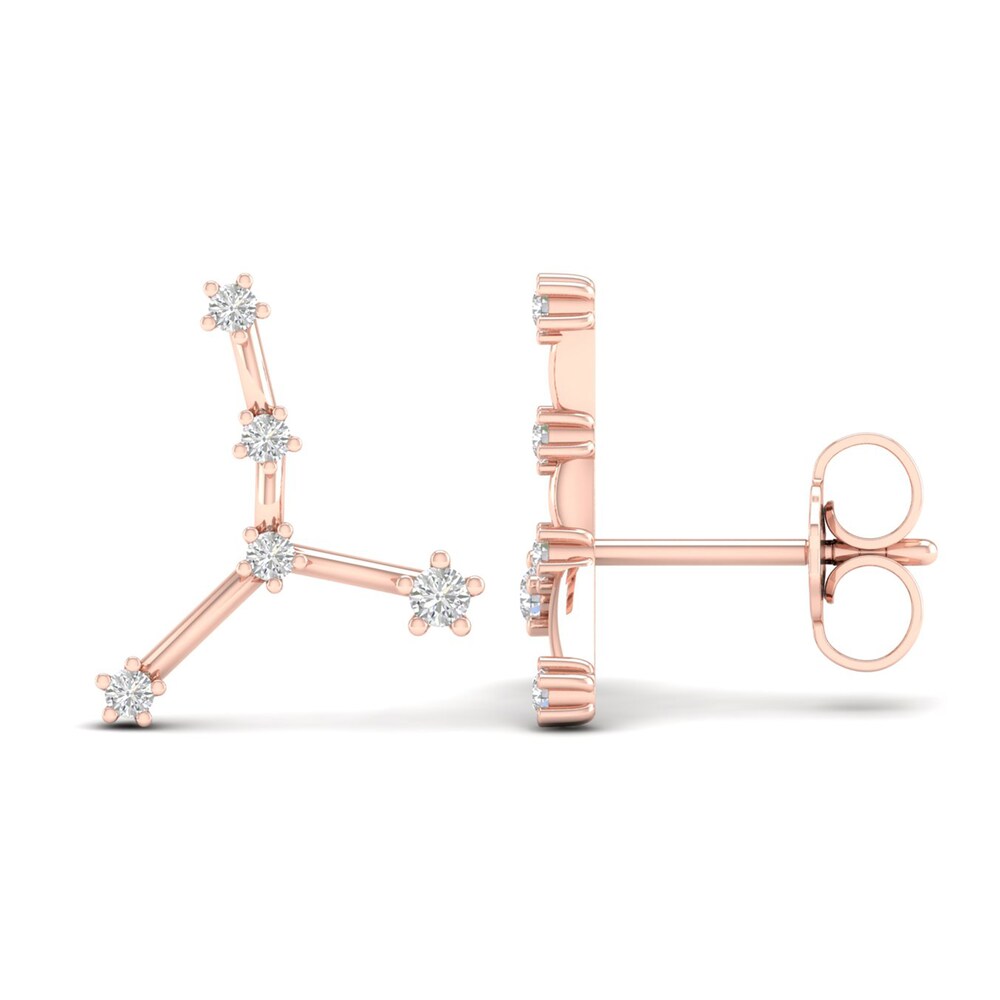 Diamond Cancer Constellation Earrings 1/8 ct tw Round 14K Rose Gold q4D4YaTi