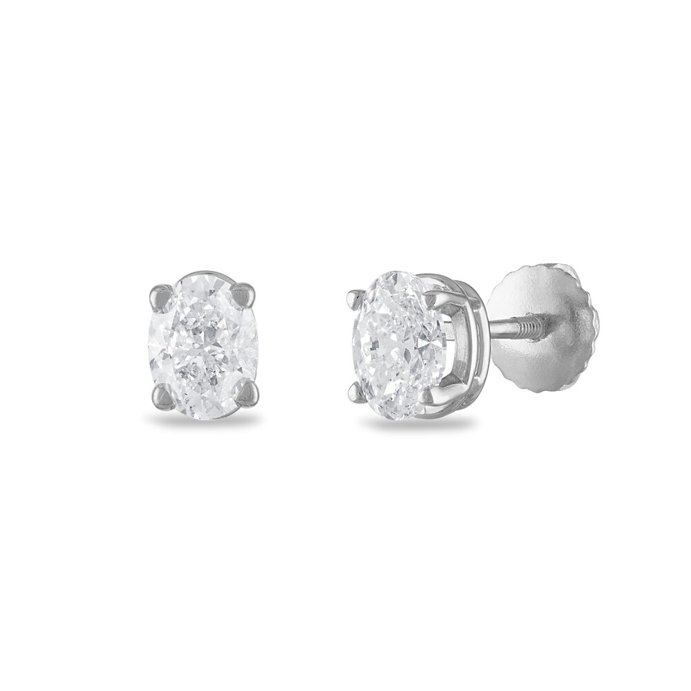 Certified Diamond Solitaire Earrings 1 ct tw Oval 18K White Gold (SI2/I) qZDXEhyp