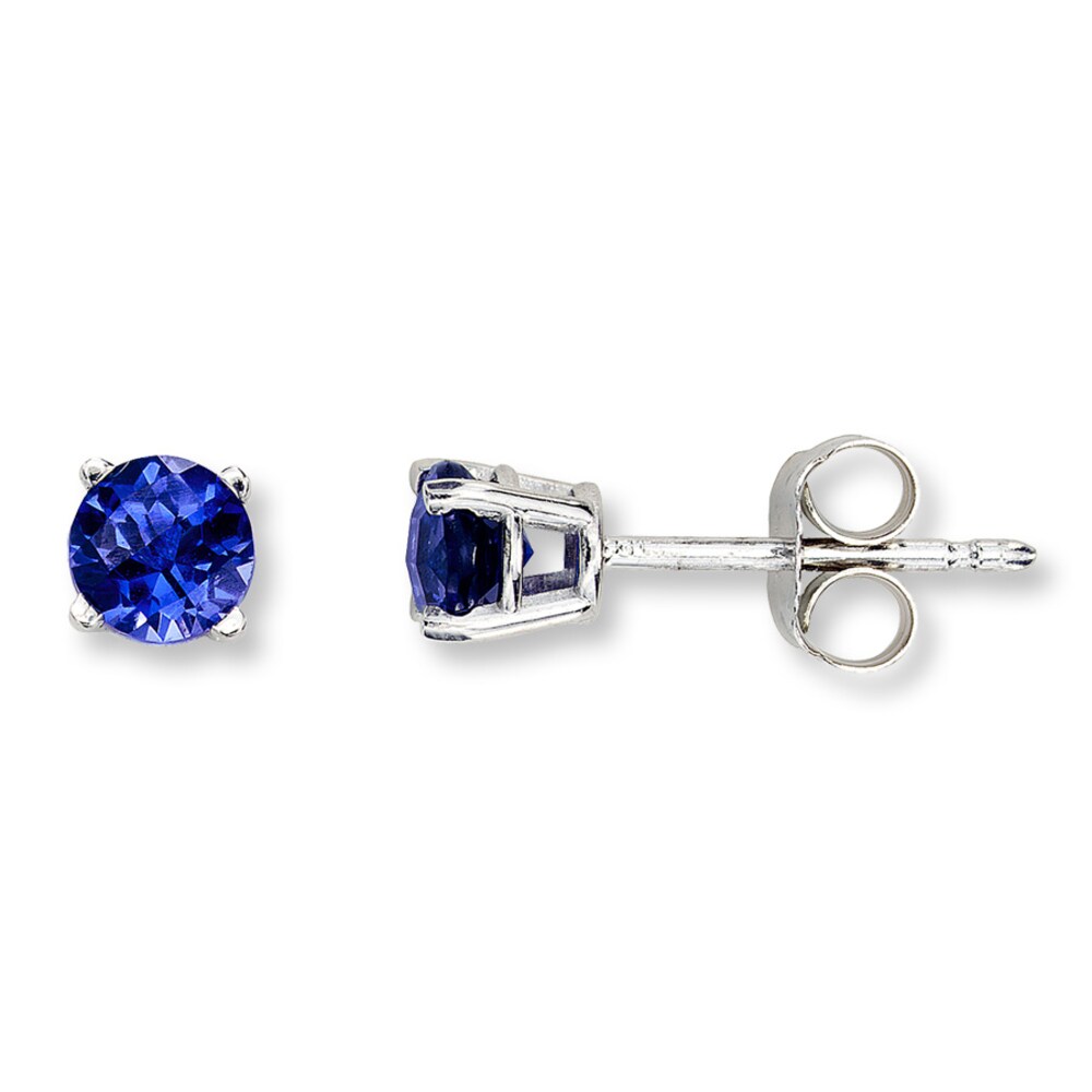 Lab-Created Sapphire Earrings Round-Cut 14K White Gold r4crcif7 [r4crcif7]