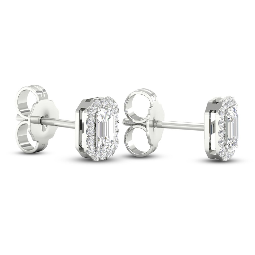 Diamond Stud Earrings 1/2 ct tw Round/Emerald 14K White Gold r6U3qHX9