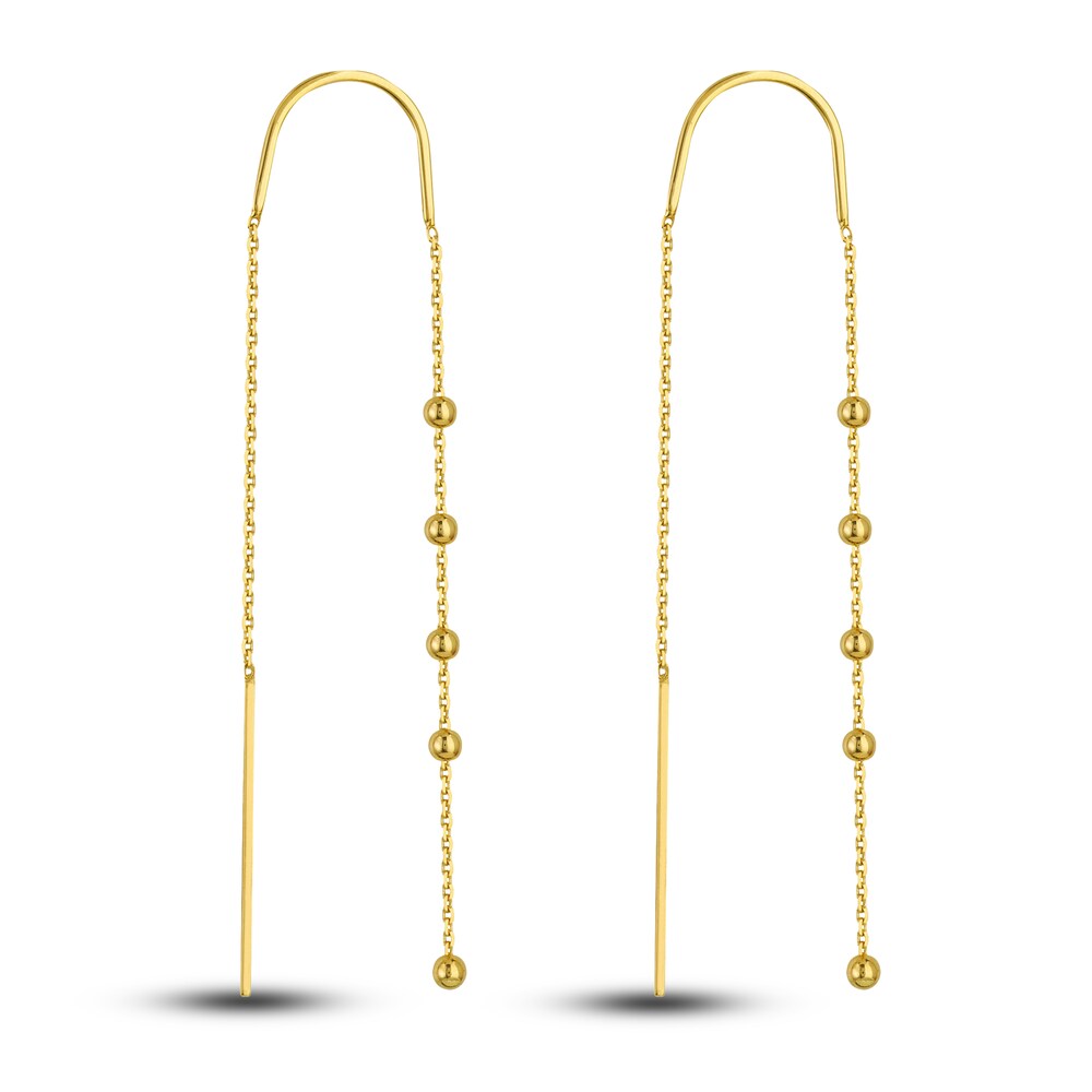 Beaded Threader Earrings 14K Yellow Gold r7MpAdvJ [r7MpAdvJ]