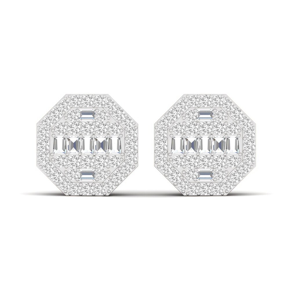 Men\'s Diamond Earrings 1/2 ct tw Round/Baguette 10K Rose Gold r8LJvYqI