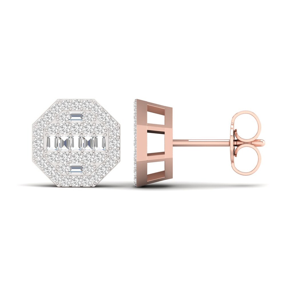 Men\'s Diamond Earrings 1/2 ct tw Round/Baguette 10K Rose Gold r8LJvYqI