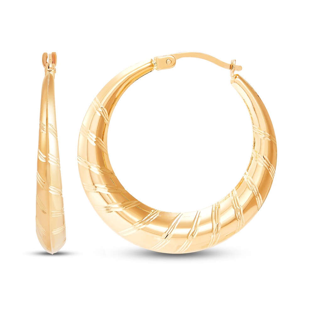 Round Hoop Earrings 10K Yellow Gold rEmL3u8C