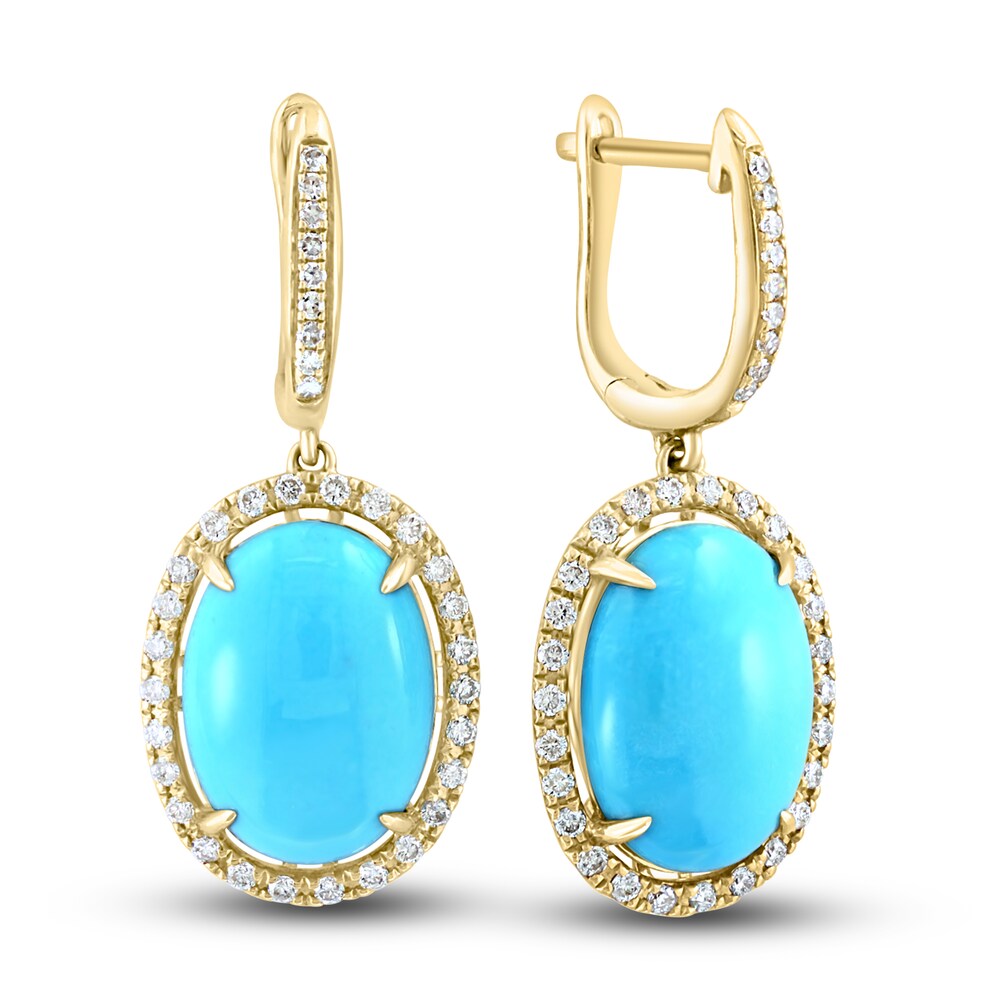LALI Jewels Natural Turquoise Earrings 5/8 ct tw Diamonds 14K Yellow Gold rhSqFoOM