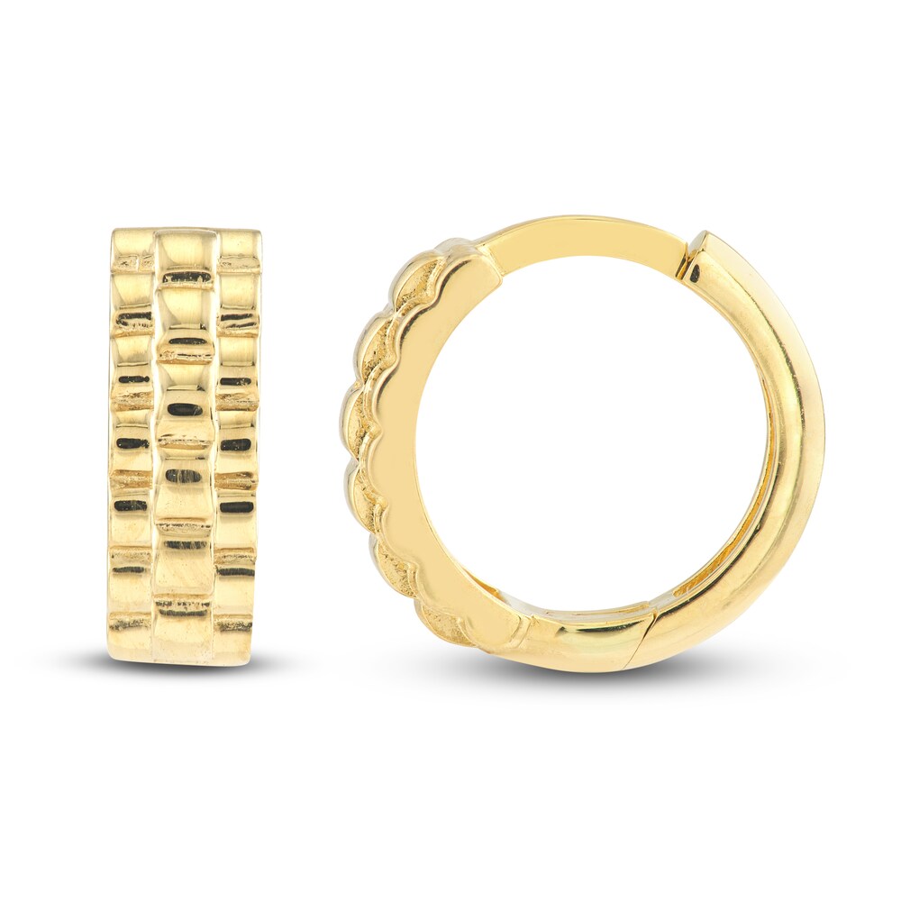 Basketweave Huggie Earrings 14K Yellow Gold rvRbXAyv