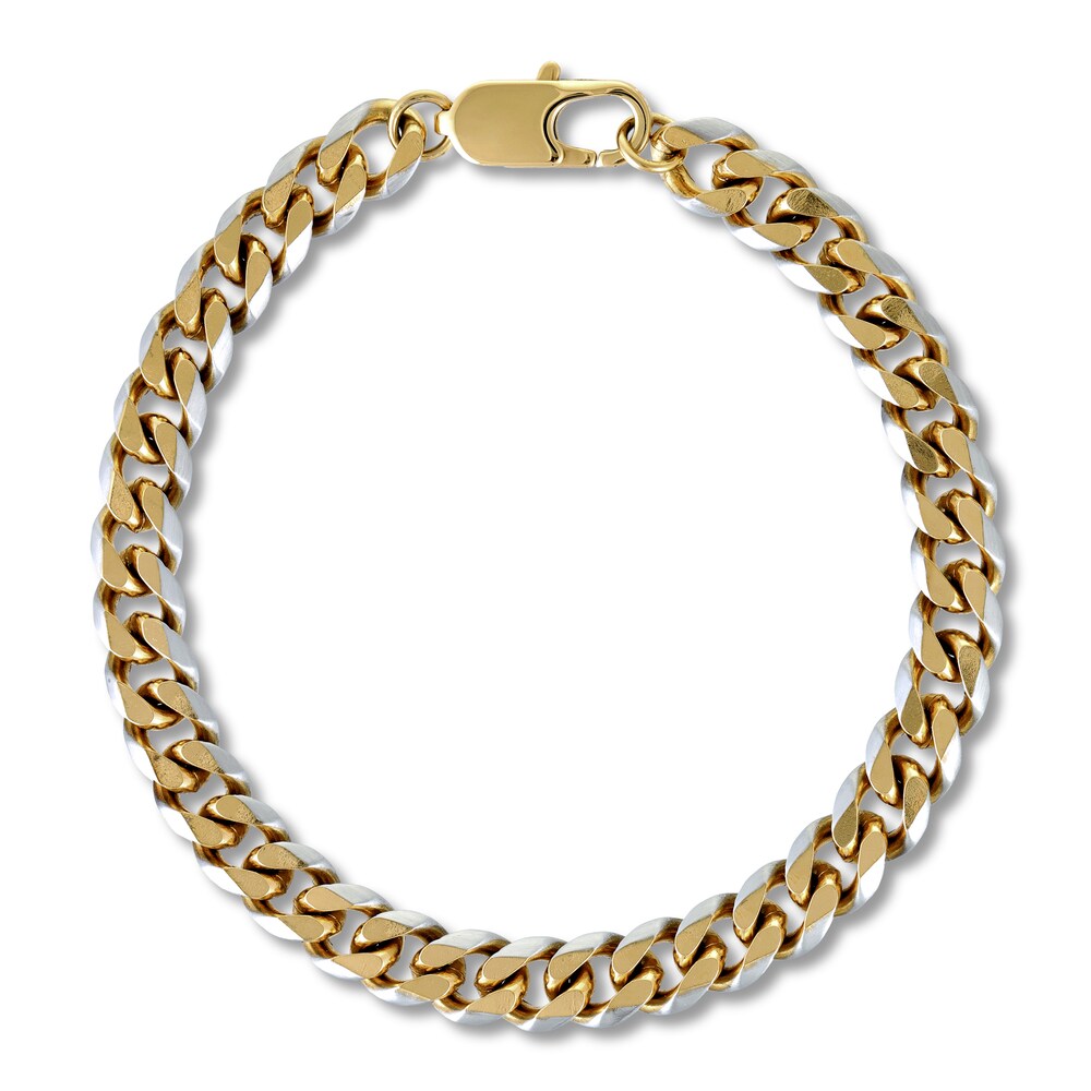 Curb Chain Bracelet Two-Tone Stainless Steel 8.5\" s2xvS6KY