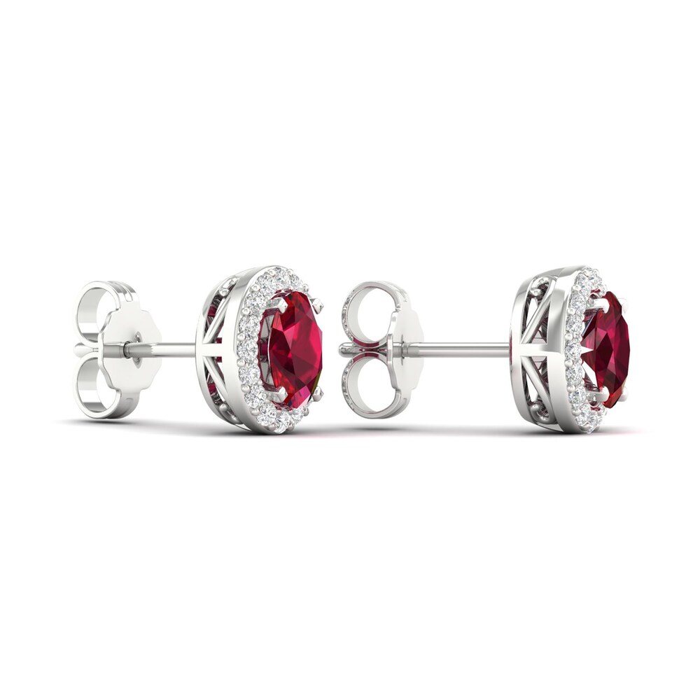 Lab-Created Ruby & Lab-Created White Sapphire Stud Earrings 10K White Gold s8it9tWj