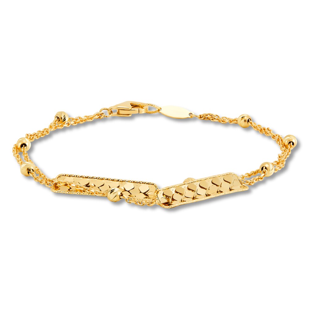 Italia D'Oro Bar & Bead Double Row Bracelet 14K Yellow Gold s97lKYQW