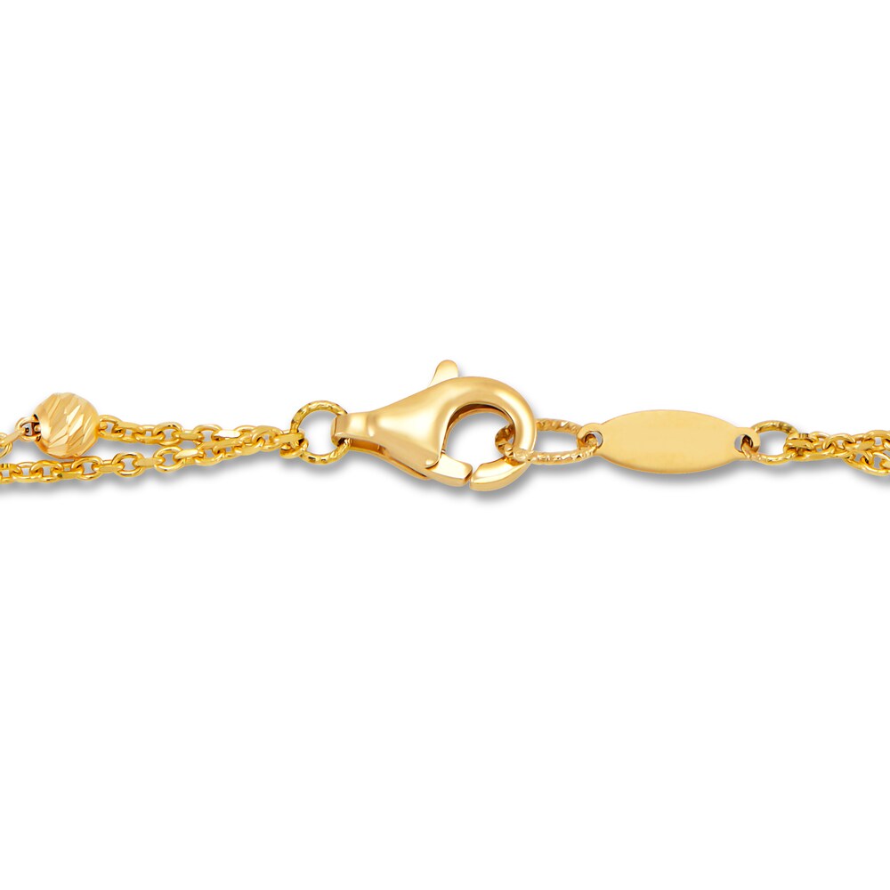 Italia D\'Oro Bar & Bead Double Row Bracelet 14K Yellow Gold s97lKYQW