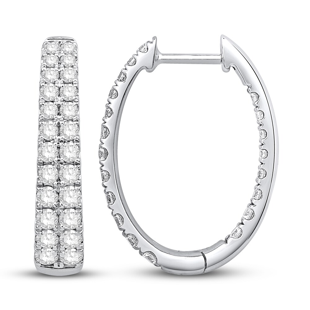 Diamond Hoop Earrings 1-3/4 ct tw Round 14K White Gold sU6TqZ47