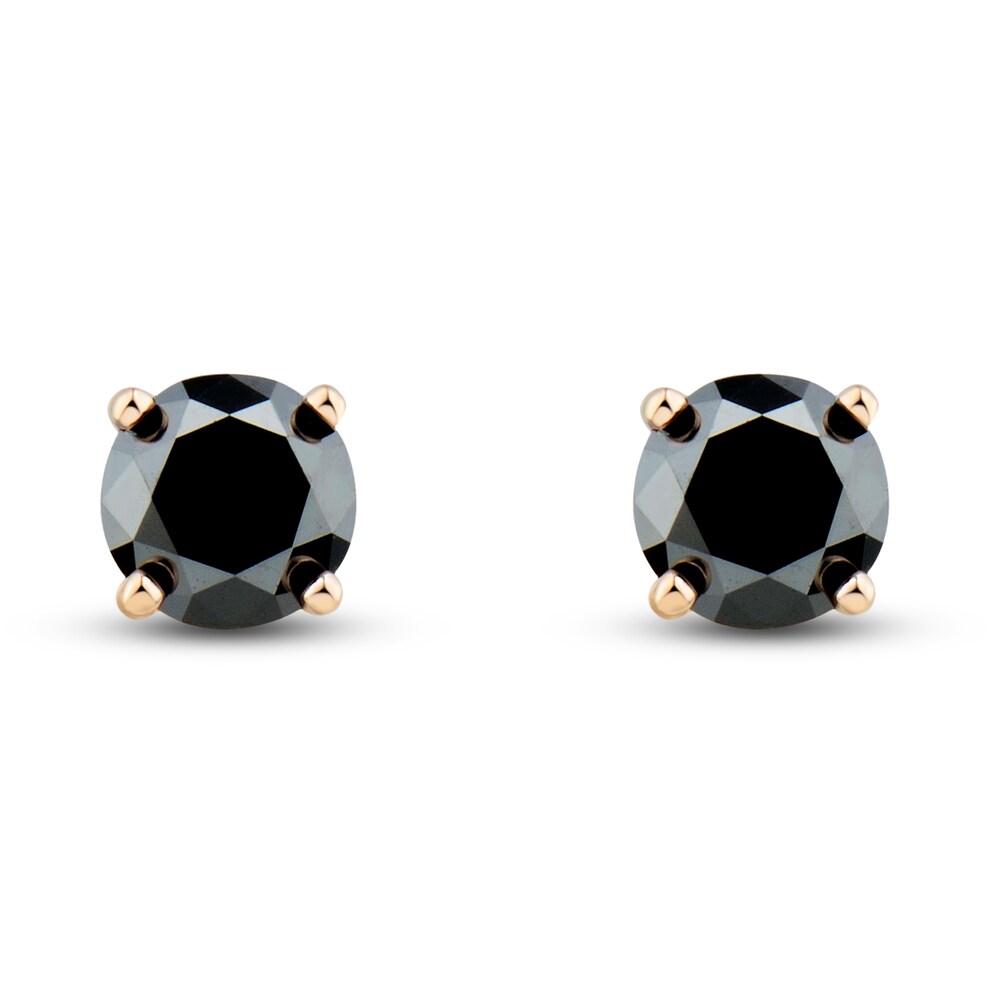 Black Diamond Solitaire Stud Earrings 1/4 ct tw Round 14K Rose Gold sV9xM2YC