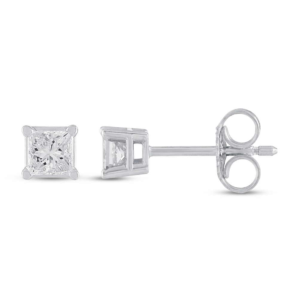 Diamond Solitaire Earrings 1/10 ct tw Princess 14K White Gold (I2/I) sXWwIdfT