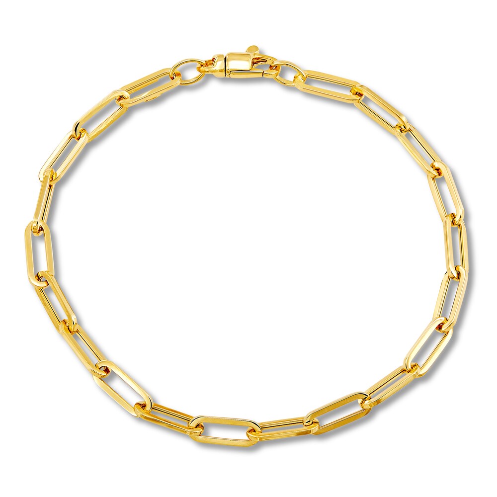 Italia D\'Oro Paper Clip Chain Bracelet 14K Yellow Gold 7.5\" sd8hYquC