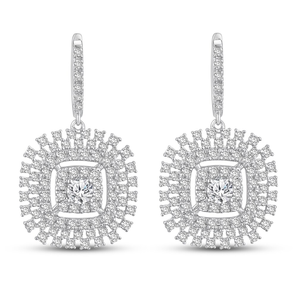 Hearts Desire Diamond Earrings 1 5/8 ct tw Round 18K White Gold skUHalVm