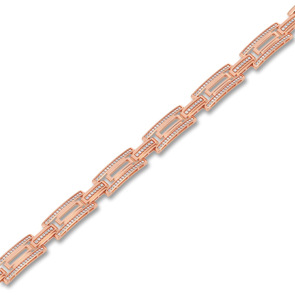 Men\'s Diamond Bracelet 1 ct tw Round 14K Rose Gold 8.5\" sqtcj8Of