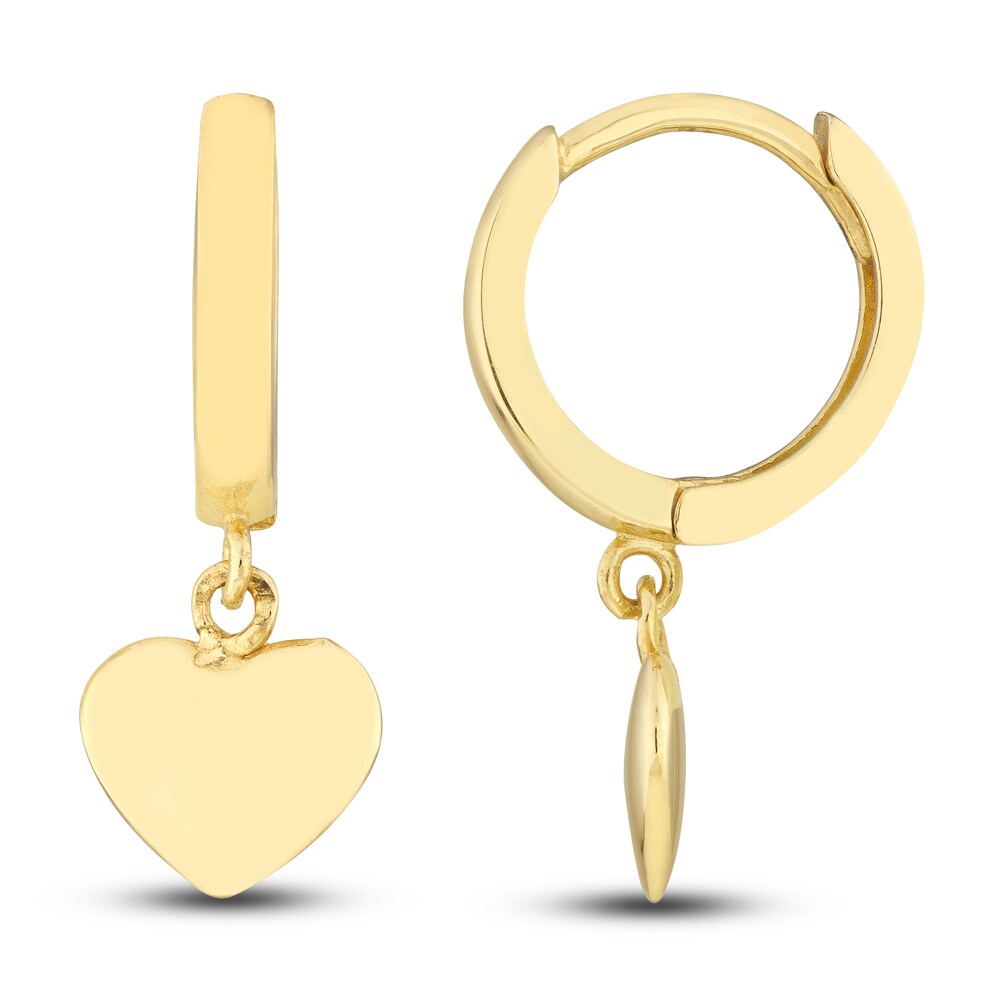 Heart Dangle Hoop Earrings 14K Yellow Gold sxPzPnHR