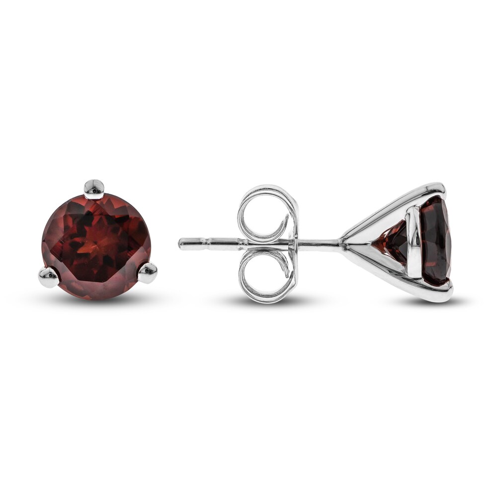 Natural Garnet Martini Stud Earrings 14K White Gold tOJSbbwG