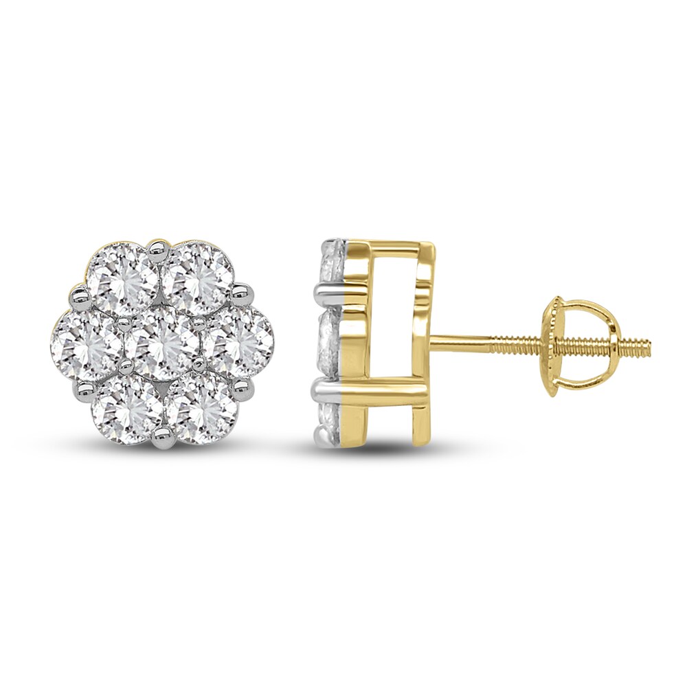 Diamond Stud Earrings 2 ct tw Round 14K Yellow Gold tPIJP1lD