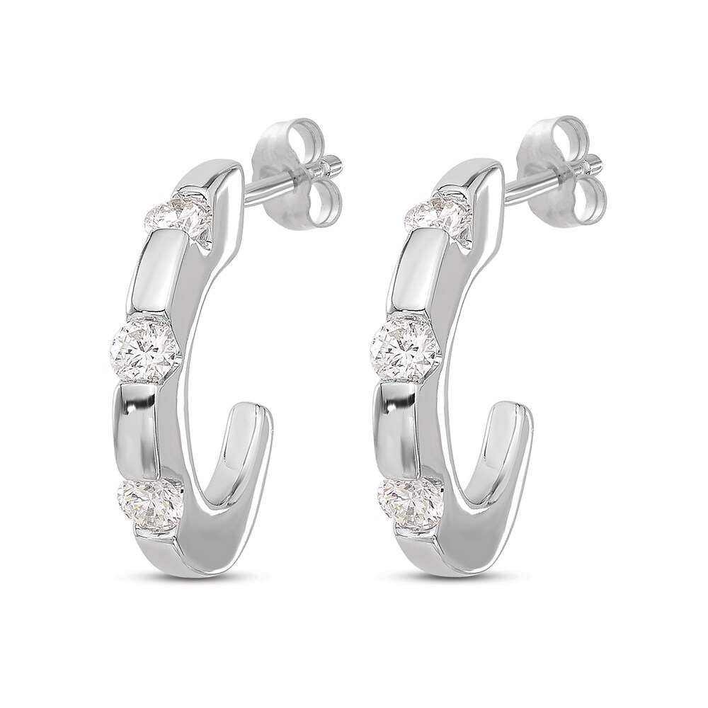 Diamond Hoop Earrings 1/3 ct tw Round 14K White Gold tQMCiNu8