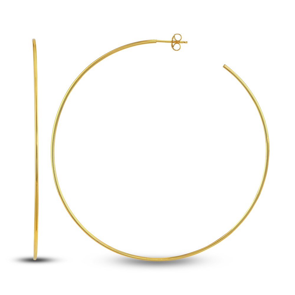 Round Wire Hoop Earrings 14K Yellow Gold 75mm tQPkDX12