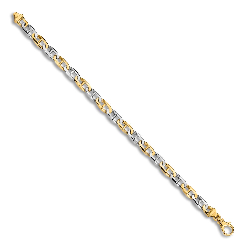 High-Polish Anchor Link Chain Bracelet 14K Two-Tone Gold 8.25\" tRusP3nx