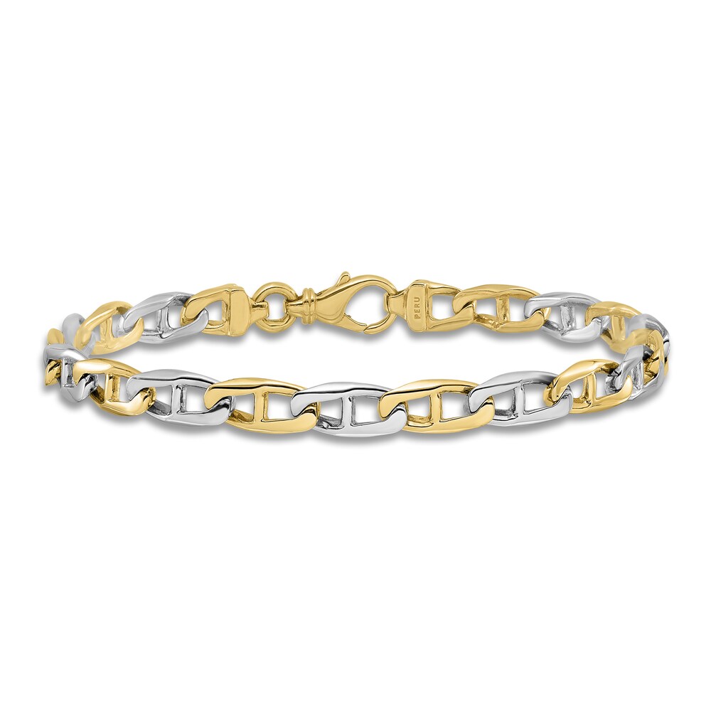 High-Polish Anchor Link Chain Bracelet 14K Two-Tone Gold 8.25\" tRusP3nx