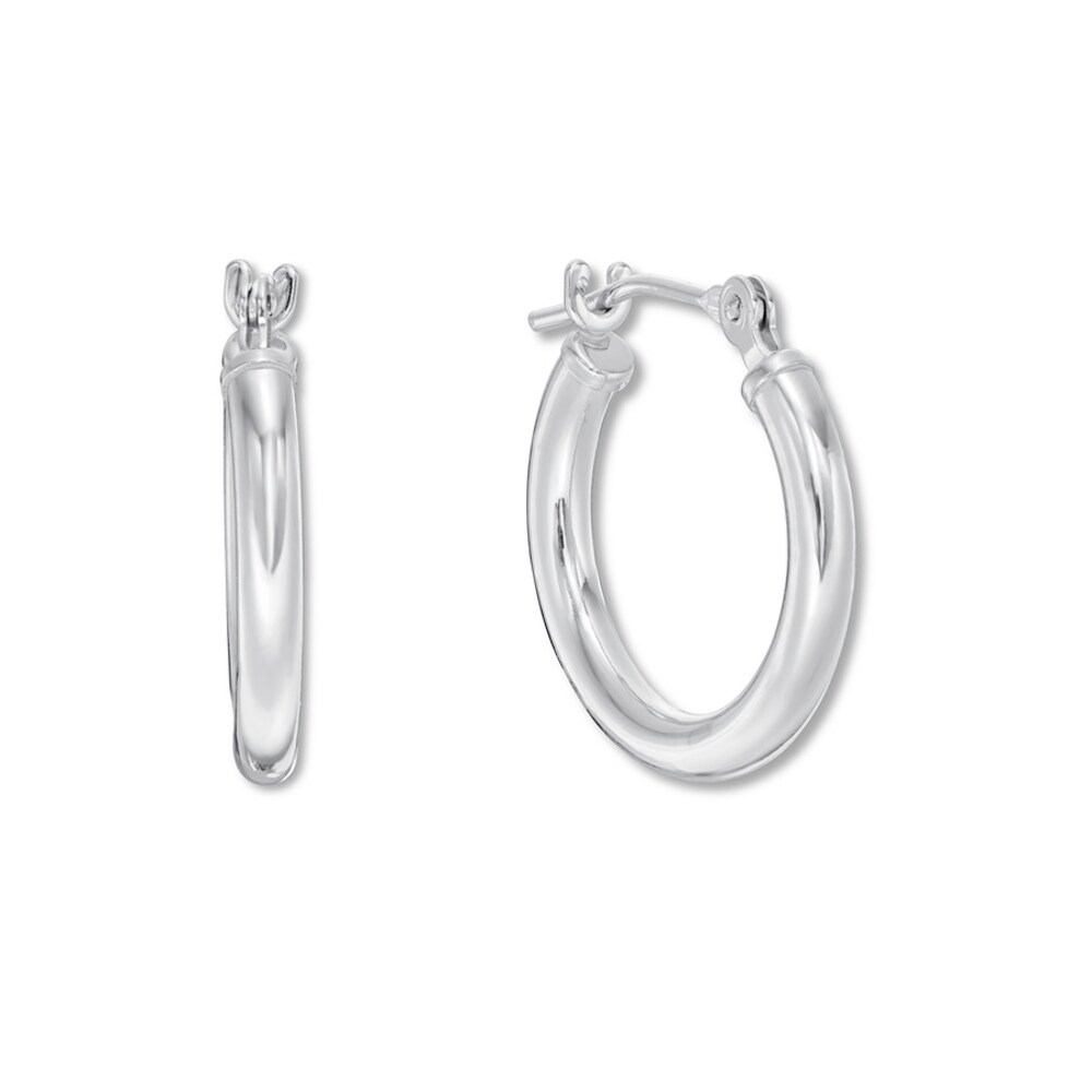 Hoop Earrings 14K White Gold 15mm tTPFMuXm