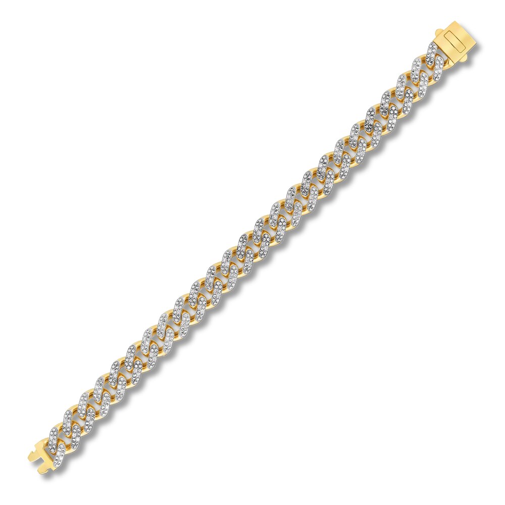 Diamond Curb Bracelet 1 1/5 ct tw Round 10K Yellow Gold tnPXBDMg