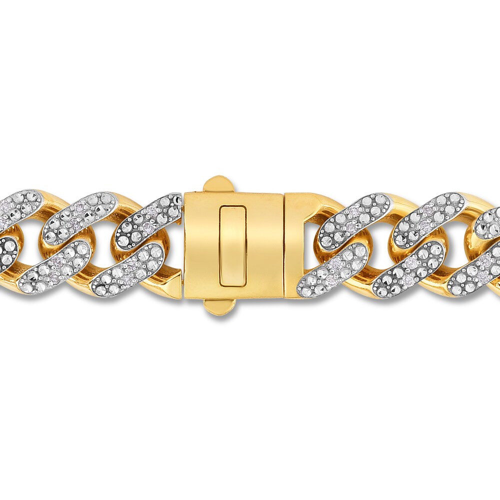 Diamond Curb Bracelet 1 1/5 ct tw Round 10K Yellow Gold tnPXBDMg