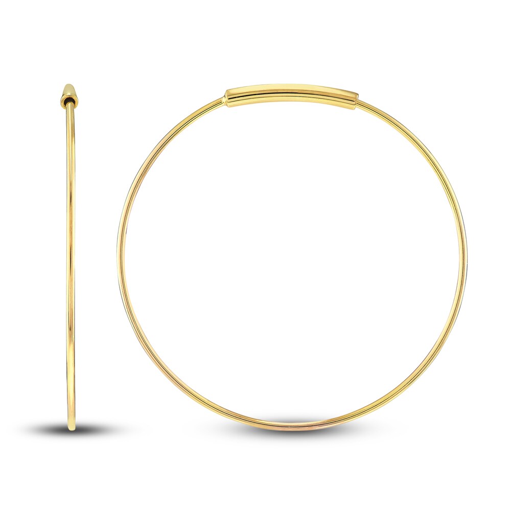 Round Endless Hoop Earrings 14K Yellow Gold 25mm tqypFkWz