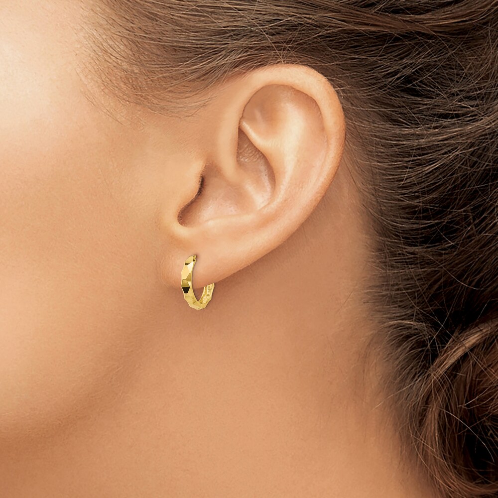 Diamond-Cut Hoop Earrings 14K Yellow Gold tve8nkjG