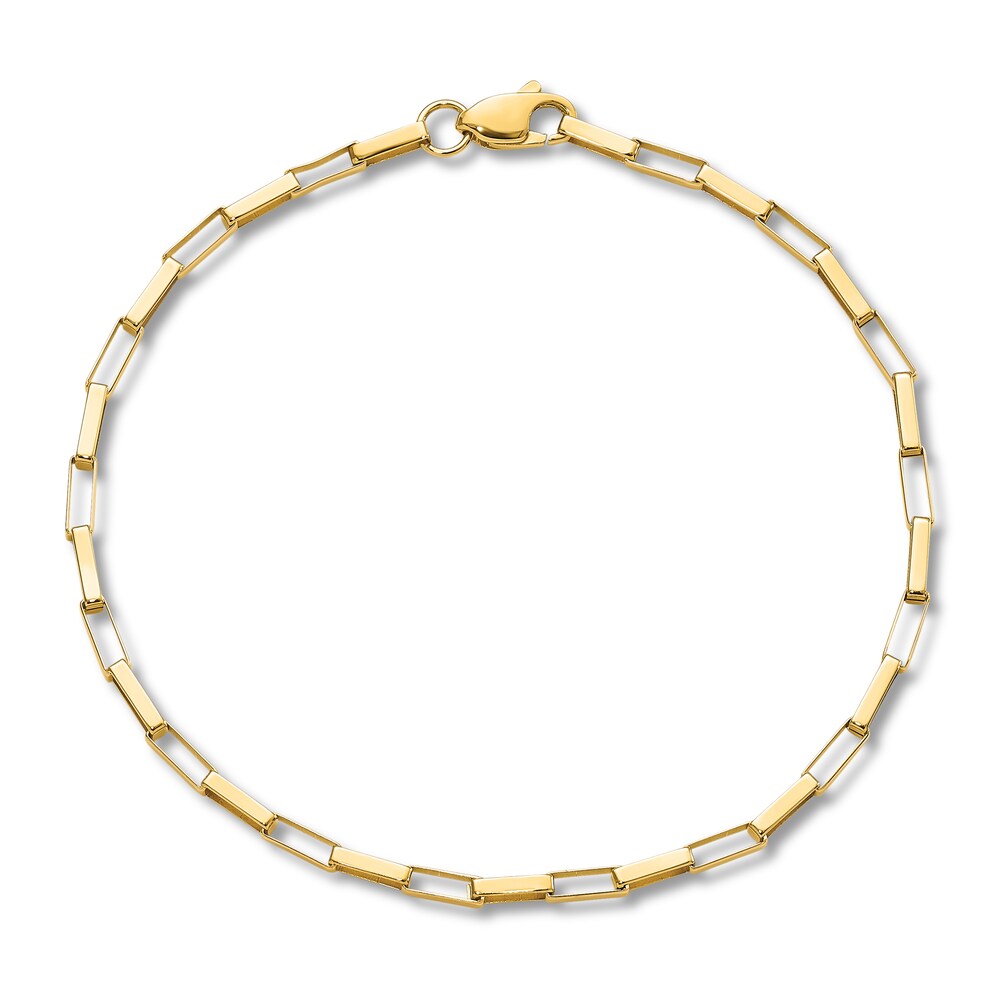 Fancy Box Link Bracelet 14K Yellow Gold 7.5" uH0QPo0c