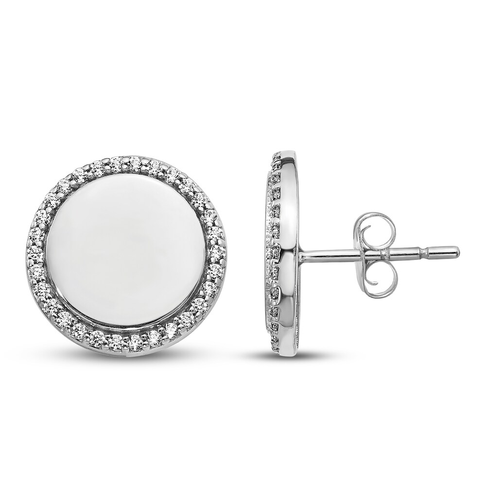 Diamond Fancy Circle Earrings 1/3 ct tw 14K White Gold uJVZIboh