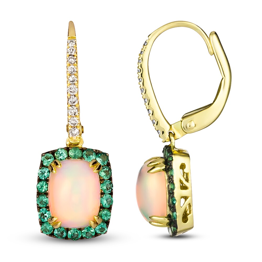 Le Vian Natural Opal & Natural Emerald Earring 1/8 ct tw Diamonds 14K Honey Gold uQEgJpYH