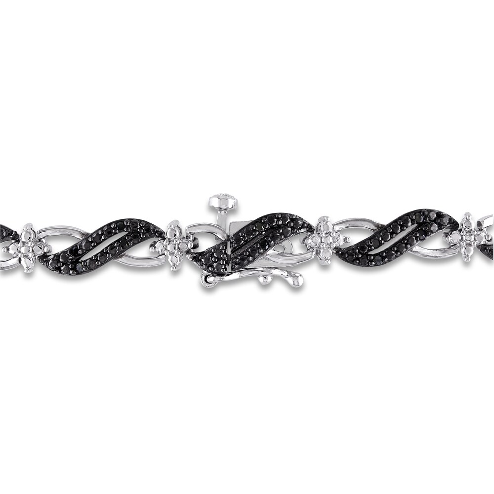 Black Diamond Tennis Bracelet 1/4 ct tw Round Sterling Silver 7\" ud7Ro35v