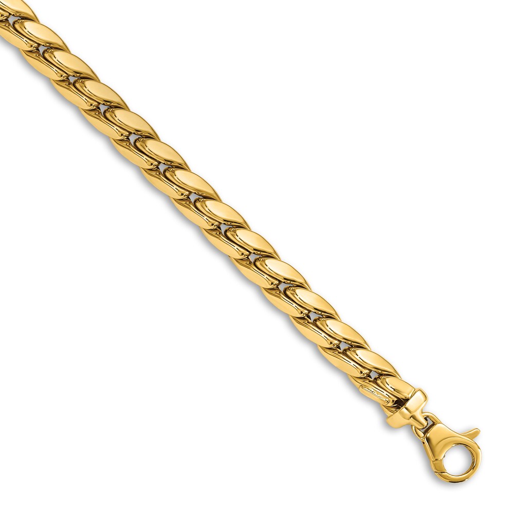 Men\'s Polished Curb Link Bracelet 14K Yellow Gold v2tKIG0B