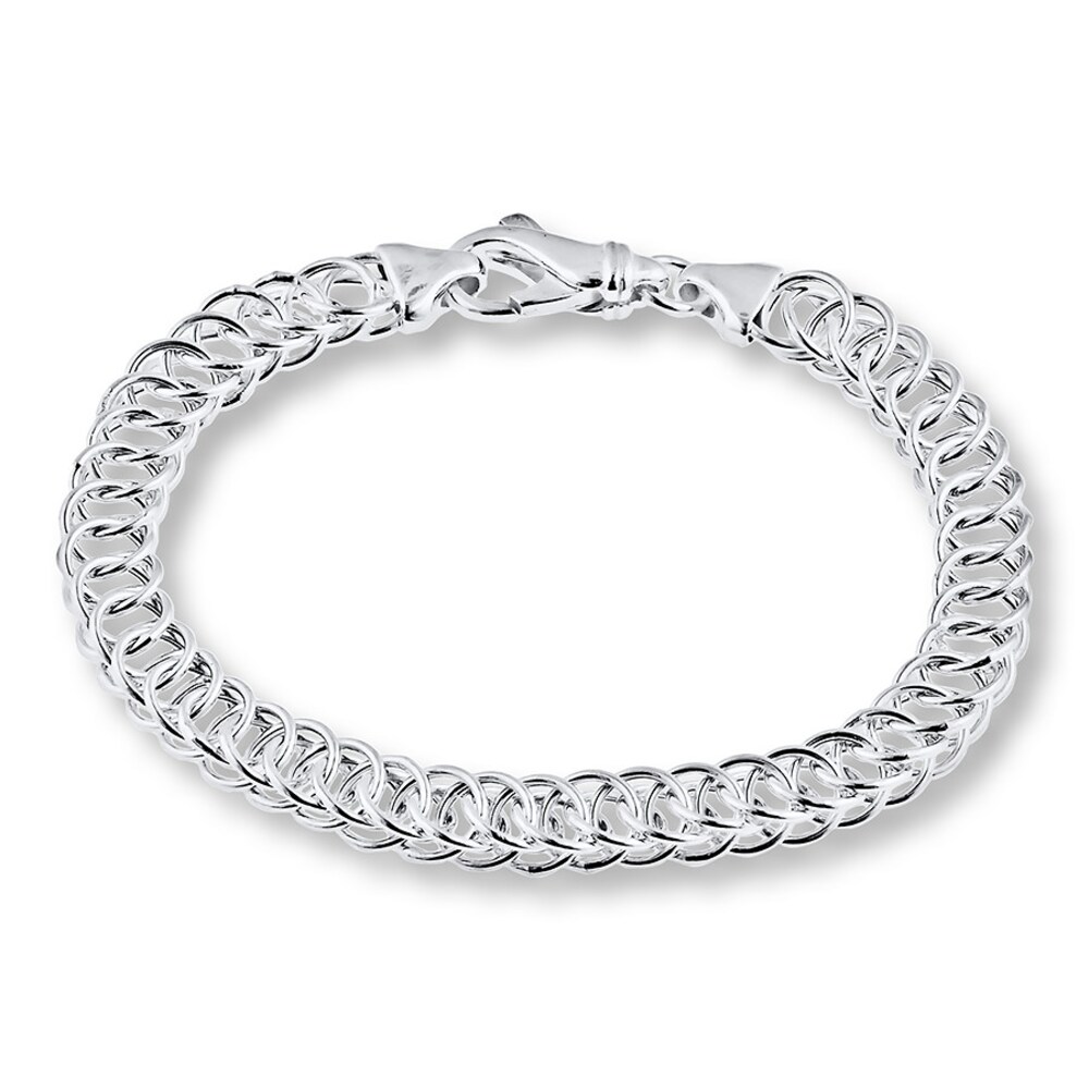 Interlocking Circle Sterling Silver Bracelet 7.5 Length v3YLbl6r