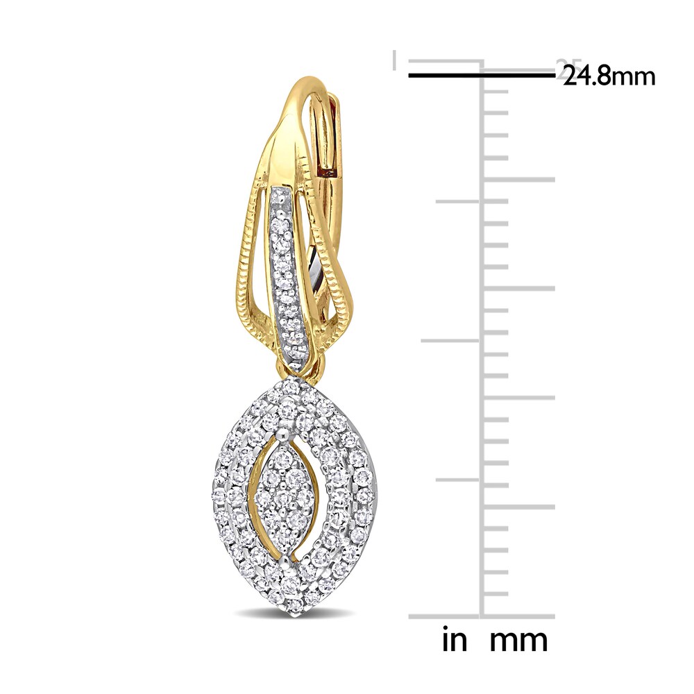 Diamond Marquise Earrings 1/2 ct tw Round 10K Yellow Gold vABcmzmW