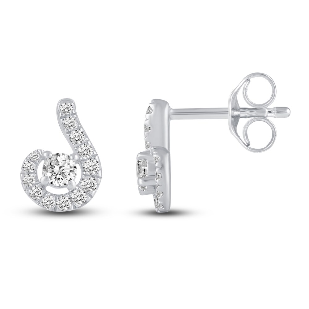 Diamond Swirl Earrings 1/3 ct tw Round 10K White Gold vB4IYkMu