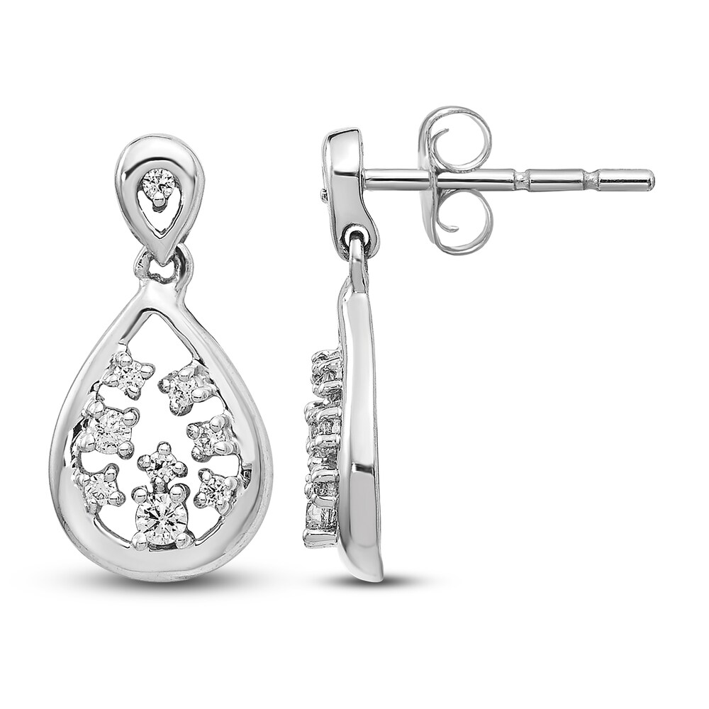 Diamond Dangle Earrings 1/6 ct tw Round 14K White Gold vJAuZ8wa