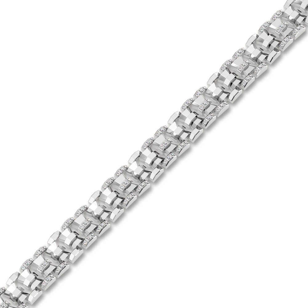 Men\'s Diamond Bracelet 1 ct tw Round 14K White Gold 8.5\" vPH0XBrM