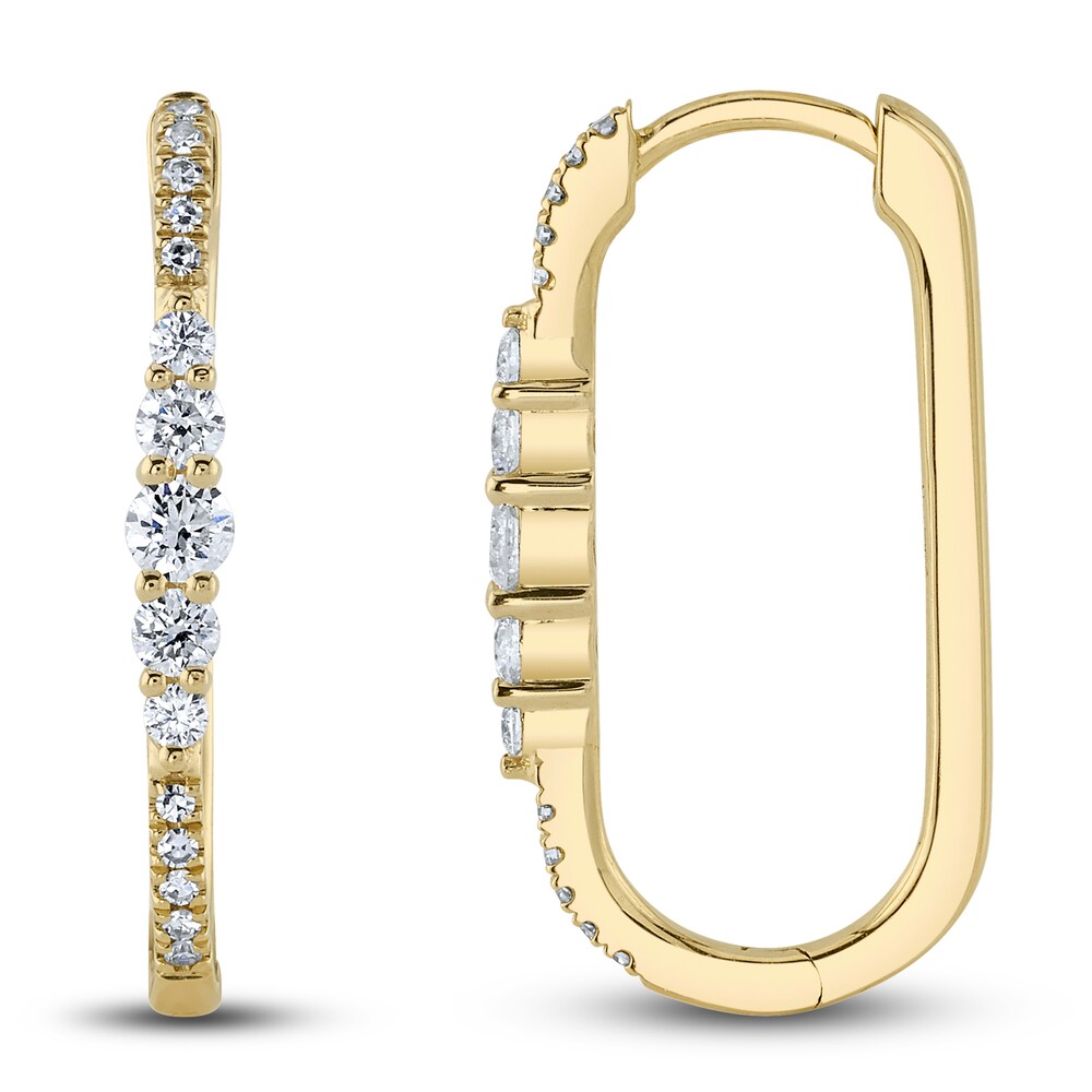 Shy Creation Diamond Oval Hoop Earrings 1/4 ct tw Round 14K Yellow Gold SC55022231H0.80 vWRAQt6k