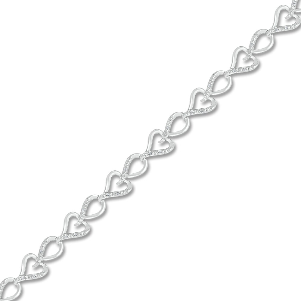 Diamond Heart Bracelet 1/10 ct tw Round-cut Sterling Silver vg6VJTVL