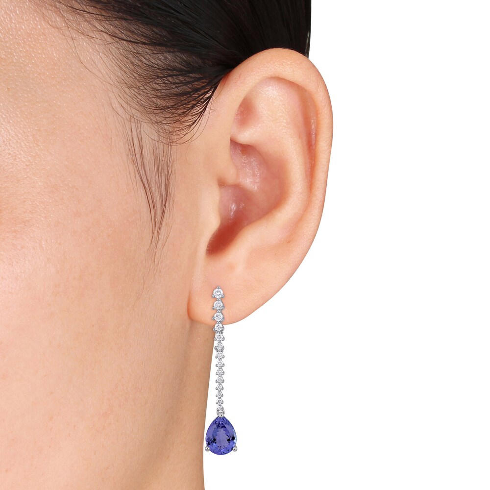 Natural Tanzanite Drop Earrings 3/4 ct tw Round 14K White Gold vzi4ORL4