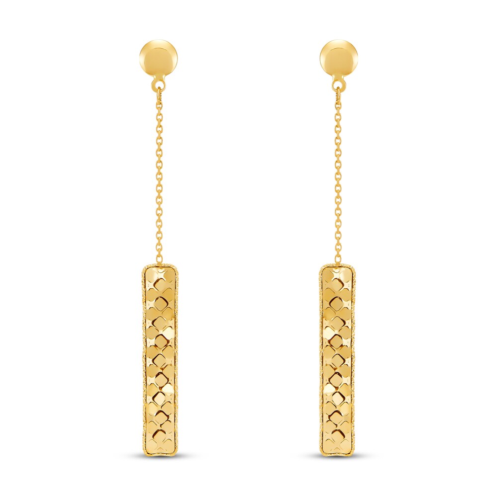 Italia D\'Oro Rectangle Bar Drop Earrings 14K Yellow Gold w9t8qNuv