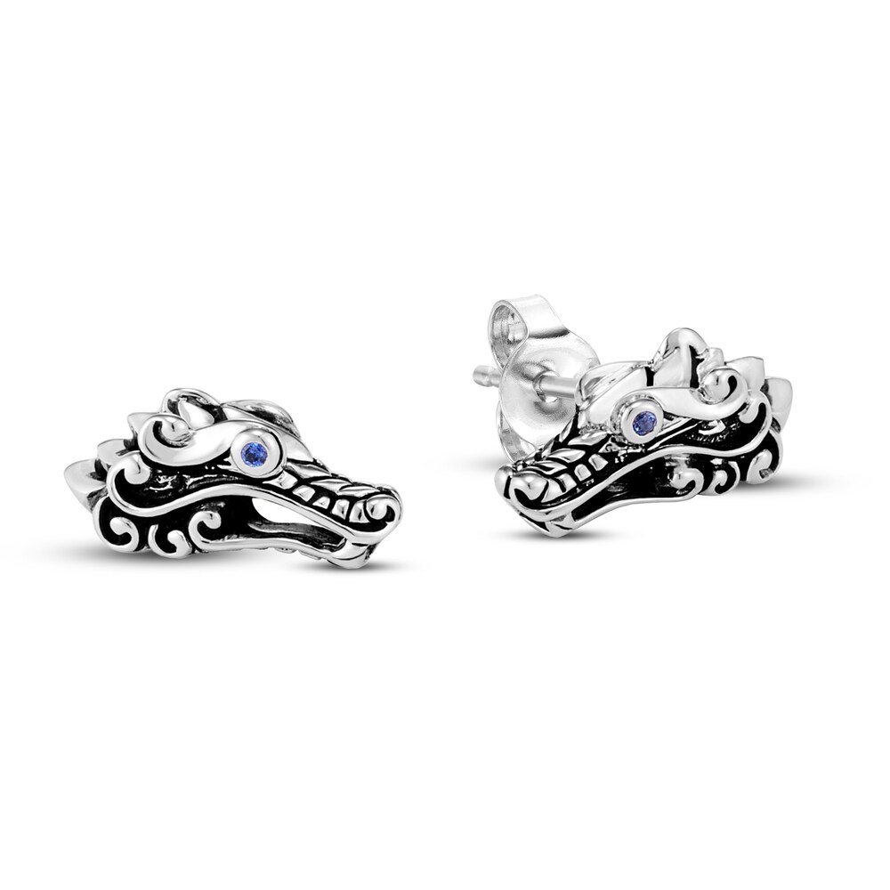 John Hardy Legends Naga Stud Earrings Blue Sapphire Sterling Silver wHhSjGV4