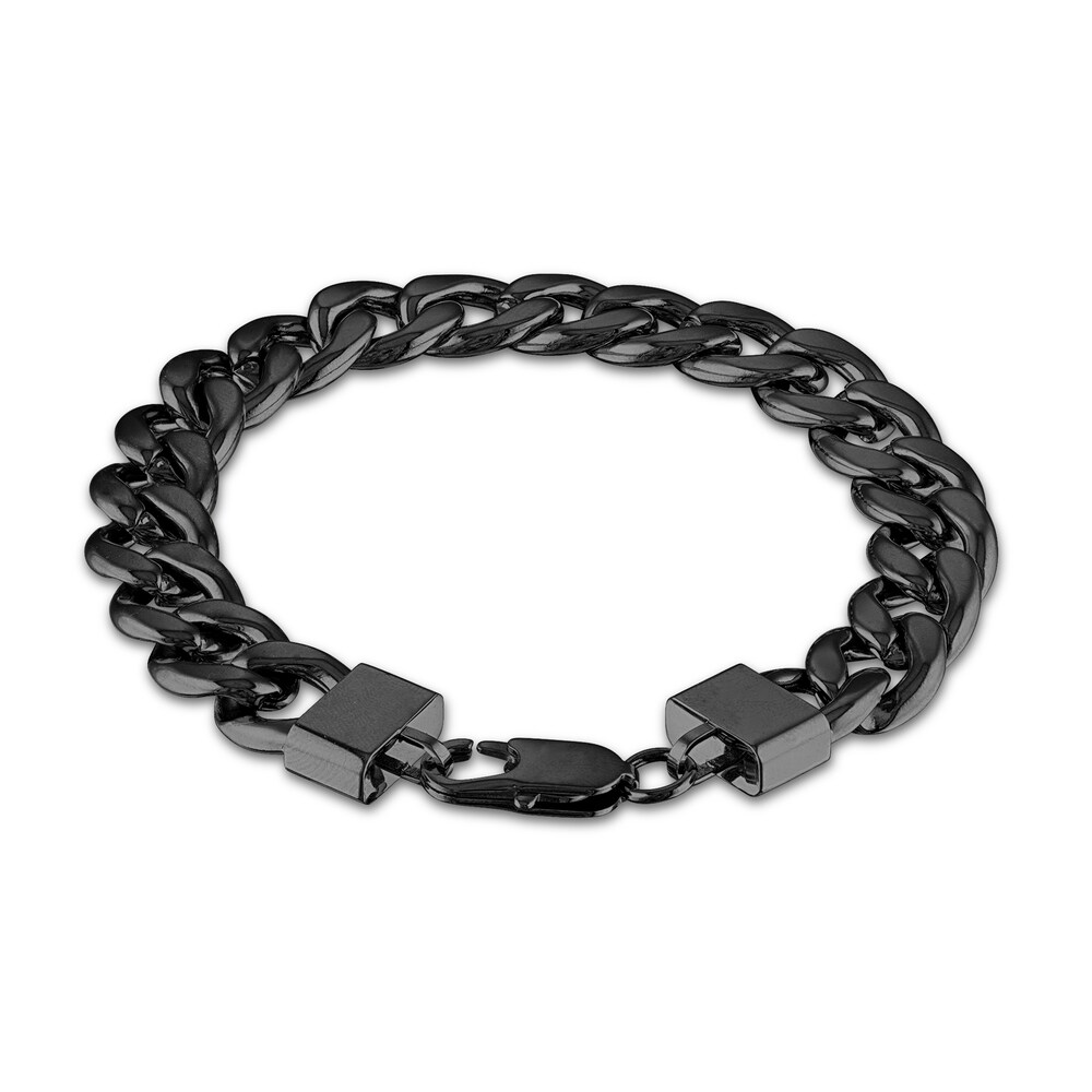 Men\'s Curb Chain Bracelet Black Ion-Plated Stainless Steel wNQ8Pzzq