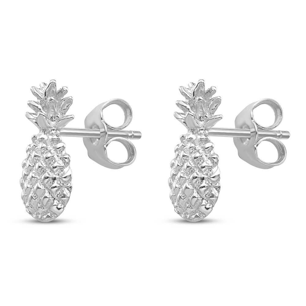 Pineapple Stud Earrings 14K White Gold wQ9eRiQM