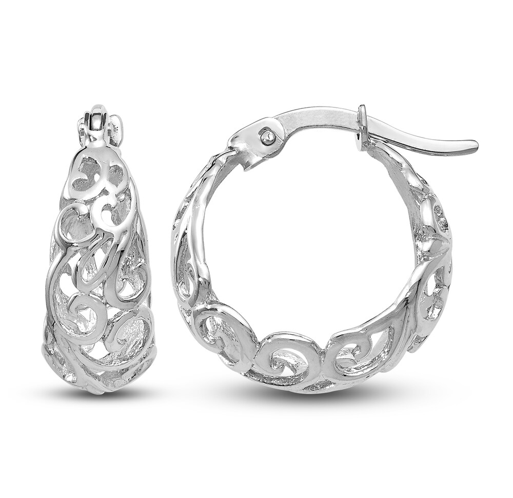 Polished Hoop Earrings 14K White Gold wX9tBAf4